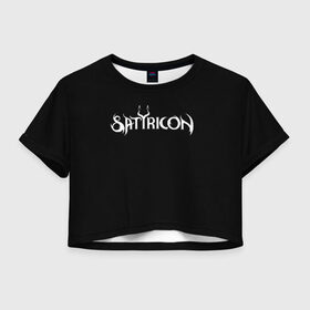 Женская футболка Cropp-top с принтом Satyricon в Екатеринбурге, 100% полиэстер | круглая горловина, длина футболки до линии талии, рукава с отворотами | Тематика изображения на принте: black metal | metal | rock | satyricon | метал | рок