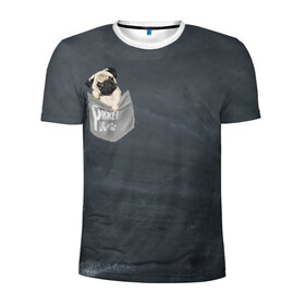 Мужская футболка 3D спортивная с принтом Карманный мопс в Екатеринбурге, 100% полиэстер с улучшенными характеристиками | приталенный силуэт, круглая горловина, широкие плечи, сужается к линии бедра | Тематика изображения на принте: pug | карман | карманный мопс | малыш | милый | мопс | пес | песик | собака | собачка