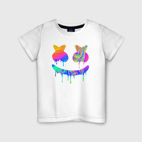 Детская футболка хлопок с принтом MARSHMELLO MELT в Екатеринбурге, 100% хлопок | круглый вырез горловины, полуприлегающий силуэт, длина до линии бедер | america | dj | marshmello | melt | usa | америка | маршмелло