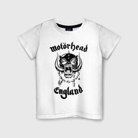 Детская футболка хлопок с принтом MOTORHEAD в Екатеринбурге, 100% хлопок | круглый вырез горловины, полуприлегающий силуэт, длина до линии бедер | england | motorhead | моторхед