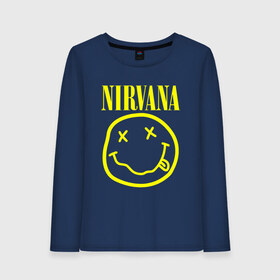 Женский лонгслив хлопок с принтом NIRVANA в Екатеринбурге, 100% хлопок |  | nirvana | smile | курт кобейн | нирвана | смайл