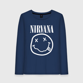 Женский лонгслив хлопок с принтом NIRVANA в Екатеринбурге, 100% хлопок |  | nirvana | smile | курт кобейн | нирвана | смайл