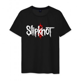 Мужская футболка хлопок с принтом SLIPKNOT в Екатеринбурге, 100% хлопок | прямой крой, круглый вырез горловины, длина до линии бедер, слегка спущенное плечо. | slipknot | слипкнот