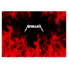 Поздравительная открытка с принтом METALLICA (НА СПИНЕ) в Екатеринбурге, 100% бумага | плотность бумаги 280 г/м2, матовая, на обратной стороне линовка и место для марки
 | Тематика изображения на принте: fire | flame | metallica | металлика | огонь | пламя