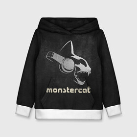 Детская толстовка 3D с принтом Monstercat в Екатеринбурге, 100% полиэстер | двухслойный капюшон со шнурком для регулировки, мягкие манжеты на рукавах и по низу толстовки, спереди карман-кенгуру с мягким внутренним слоем | monstercat | клуб | клубная музыка | кот | котенок | кошка | лейбл | монстар | монстар кет | монстер | музыка | танцевальная музыка | электронная | электронная музыка