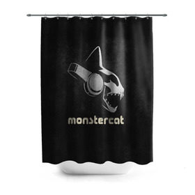 Штора 3D для ванной с принтом Monstercat в Екатеринбурге, 100% полиэстер | плотность материала — 100 г/м2. Стандартный размер — 146 см х 180 см. По верхнему краю — пластиковые люверсы для креплений. В комплекте 10 пластиковых колец | monstercat | клуб | клубная музыка | кот | котенок | кошка | лейбл | монстар | монстар кет | монстер | музыка | танцевальная музыка | электронная | электронная музыка