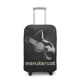 Чехол для чемодана 3D с принтом Monstercat в Екатеринбурге, 86% полиэфир, 14% спандекс | двустороннее нанесение принта, прорези для ручек и колес | monstercat | клуб | клубная музыка | кот | котенок | кошка | лейбл | монстар | монстар кет | монстер | музыка | танцевальная музыка | электронная | электронная музыка