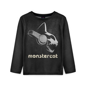 Детский лонгслив 3D с принтом Monstercat в Екатеринбурге, 100% полиэстер | длинные рукава, круглый вырез горловины, полуприлегающий силуэт
 | monstercat | клуб | клубная музыка | кот | котенок | кошка | лейбл | монстар | монстар кет | монстер | музыка | танцевальная музыка | электронная | электронная музыка