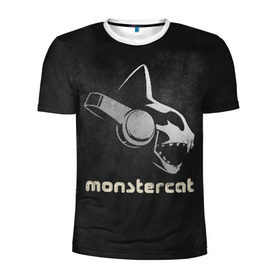 Мужская футболка 3D спортивная с принтом Monstercat в Екатеринбурге, 100% полиэстер с улучшенными характеристиками | приталенный силуэт, круглая горловина, широкие плечи, сужается к линии бедра | monstercat | клуб | клубная музыка | кот | котенок | кошка | лейбл | монстар | монстар кет | монстер | музыка | танцевальная музыка | электронная | электронная музыка