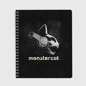Тетрадь с принтом Monstercat в Екатеринбурге, 100% бумага | 48 листов, плотность листов — 60 г/м2, плотность картонной обложки — 250 г/м2. Листы скреплены сбоку удобной пружинной спиралью. Уголки страниц и обложки скругленные. Цвет линий — светло-серый
 | Тематика изображения на принте: monstercat | клуб | клубная музыка | кот | котенок | кошка | лейбл | монстар | монстар кет | монстер | музыка | танцевальная музыка | электронная | электронная музыка