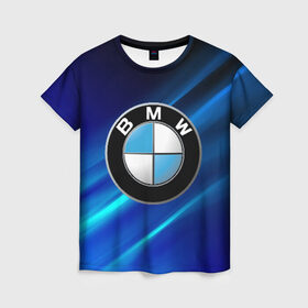 Женская футболка 3D с принтом BMW (РЕДАЧ) в Екатеринбурге, 100% полиэфир ( синтетическое хлопкоподобное полотно) | прямой крой, круглый вырез горловины, длина до линии бедер | bmw | bmw performance | m | motorsport | performance | бмв | моторспорт