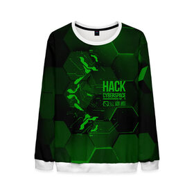 Мужской свитшот 3D с принтом Hack Cyberspace в Екатеринбурге, 100% полиэстер с мягким внутренним слоем | круглый вырез горловины, мягкая резинка на манжетах и поясе, свободная посадка по фигуре | cyberpunk | hack | hack cyberspace | hacker | абстракция | взлом | микросхема | минимализм | программер | программист | сеть | хакер