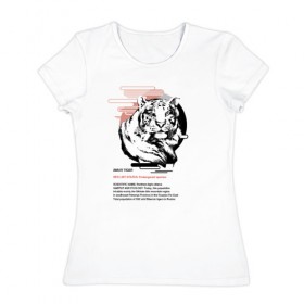 Женская футболка хлопок с принтом Amur tiger в Екатеринбурге, 100% хлопок | прямой крой, круглый вырез горловины, длина до линии бедер, слегка спущенное плечо | animals | red book | red list | животные | животные из красной книги | красная книга | редкие животные