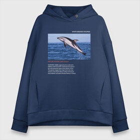 Женское худи Oversize хлопок с принтом White-beaked Dolphin в Екатеринбурге, френч-терри — 70% хлопок, 30% полиэстер. Мягкий теплый начес внутри —100% хлопок | боковые карманы, эластичные манжеты и нижняя кромка, капюшон на магнитной кнопке | Тематика изображения на принте: animals | red book | red list | животные | животные из красной книги | красная книга | редкие животные