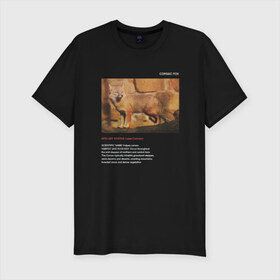 Мужская футболка премиум с принтом Corsac fox в Екатеринбурге, 92% хлопок, 8% лайкра | приталенный силуэт, круглый вырез ворота, длина до линии бедра, короткий рукав | animals | red book | red list | животные | животные из красной книги | красная книга | редкие животные