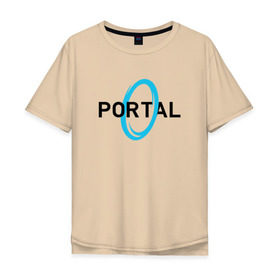 Мужская футболка хлопок Oversize с принтом PORTAL в Екатеринбурге, 100% хлопок | свободный крой, круглый ворот, “спинка” длиннее передней части | glados | half life. | portal | пиктограммы | портал | телепорт