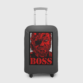Чехол для чемодана 3D с принтом Big Boss MGS в Екатеринбурге, 86% полиэфир, 14% спандекс | двустороннее нанесение принта, прорези для ручек и колес | art | big boss | game | metal gear | metal gear solid | mgs | кодзима гений