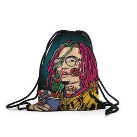 Рюкзак-мешок 3D с принтом Lil Pump в Екатеринбурге, 100% полиэстер | плотность ткани — 200 г/м2, размер — 35 х 45 см; лямки — толстые шнурки, застежка на шнуровке, без карманов и подкладки | esskeetit | gazzy garcia | gucci gang | lil pump | lilpump | газзи гарсия | лил памп | рэп | рэпер | эшкере