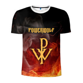 Мужская футболка 3D спортивная с принтом POWERWOLF в Екатеринбурге, 100% полиэстер с улучшенными характеристиками | приталенный силуэт, круглая горловина, широкие плечи, сужается к линии бедра | powerwolf | wolf | метал | пауэр метал. | повервольф | поверфульф | рок | хэви металб