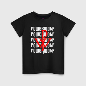 Детская футболка хлопок с принтом POWERWOLF в Екатеринбурге, 100% хлопок | круглый вырез горловины, полуприлегающий силуэт, длина до линии бедер | powerwolf | wolf | метал | пауэр метал. | повервольф | поверфульф | рок | хэви металб