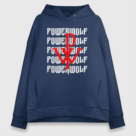 Женское худи Oversize хлопок с принтом POWERWOLF в Екатеринбурге, френч-терри — 70% хлопок, 30% полиэстер. Мягкий теплый начес внутри —100% хлопок | боковые карманы, эластичные манжеты и нижняя кромка, капюшон на магнитной кнопке | powerwolf | wolf | метал | пауэр метал. | повервольф | поверфульф | рок | хэви металб
