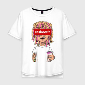 Мужская футболка хлопок Oversize с принтом Lil Pump в Екатеринбурге, 100% хлопок | свободный крой, круглый ворот, “спинка” длиннее передней части | Тематика изображения на принте: esskeetit | gazzy garcia | gucci gang | lil pump | lilpump | газзи гарсия | лил памп | рэп | рэпер | эшкере