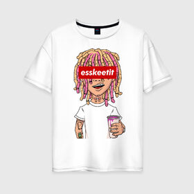 Женская футболка хлопок Oversize с принтом Lil Pump в Екатеринбурге, 100% хлопок | свободный крой, круглый ворот, спущенный рукав, длина до линии бедер
 | esskeetit | gazzy garcia | gucci gang | lil pump | lilpump | газзи гарсия | лил памп | рэп | рэпер | эшкере