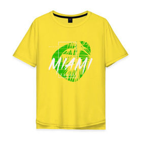 Мужская футболка хлопок Oversize с принтом Miami beach в Екатеринбурге, 100% хлопок | свободный крой, круглый ворот, “спинка” длиннее передней части | beach | miami | летняя | лето | майами | маями | отдых | отпуск | пальмы | пляж