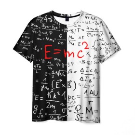 Мужская футболка 3D с принтом E=mc2 в Екатеринбурге, 100% полиэфир | прямой крой, круглый вырез горловины, длина до линии бедер | emc 2 | emc2 | знаменитые формулы | физика | формулы | эйнштейн