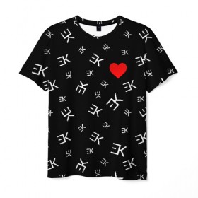 Мужская футболка 3D с принтом EGOR KREED - Heart в Екатеринбурге, 100% полиэфир | прямой крой, круглый вырез горловины, длина до линии бедер | Тематика изображения на принте: black | egor | hip | hop | inc | kreed | logo | pop | rap | star | team | алых | грехи | егор | знают | крид | лого | миллион | настроения | они | поп | роз | рэп | самая | символ | хип | холостяк | хоп | цвет | черный | что