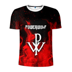 Мужская футболка 3D спортивная с принтом POWERWOLF в Екатеринбурге, 100% полиэстер с улучшенными характеристиками | приталенный силуэт, круглая горловина, широкие плечи, сужается к линии бедра | powerwolf | wolf | метал | пауэр метал. | повервольф | поверфульф | рок | хэви металб