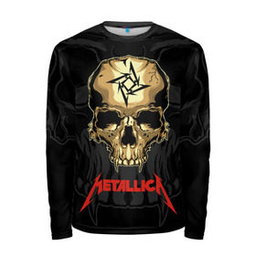 Мужской лонгслив 3D с принтом Metallica в Екатеринбурге, 100% полиэстер | длинные рукава, круглый вырез горловины, полуприлегающий силуэт | american | james hetfield | kirk hammett | l | metal band | metallic | metallica | music | robot | rock | scales | sitting | skeleton | skull | throne | американская | джеймс хетфилд | кирк хэмметт | ларс ульрих | логотип | метал группа | металл