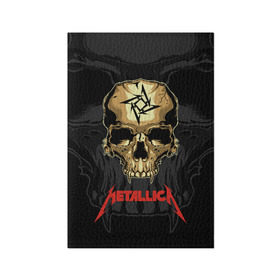 Обложка для паспорта матовая кожа с принтом Metallica в Екатеринбурге, натуральная матовая кожа | размер 19,3 х 13,7 см; прозрачные пластиковые крепления | Тематика изображения на принте: american | james hetfield | kirk hammett | l | metal band | metallic | metallica | music | robot | rock | scales | sitting | skeleton | skull | throne | американская | джеймс хетфилд | кирк хэмметт | ларс ульрих | логотип | метал группа | металл