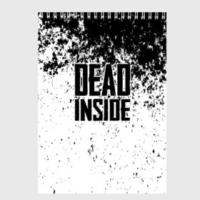 Скетчбук с принтом Dead Inside в Екатеринбурге, 100% бумага
 | 48 листов, плотность листов — 100 г/м2, плотность картонной обложки — 250 г/м2. Листы скреплены сверху удобной пружинной спиралью | dead | dota | inside | аниме | внутри | гуль | дэд | инсайд | мертвец | мертвый | токийский