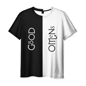 Мужская футболка 3D с принтом GOOD OMENS (КРЫЛЬЯ) в Екатеринбурге, 100% полиэфир | прямой крой, круглый вырез горловины, длина до линии бедер | good omens | благие знамения | терри пратчетт