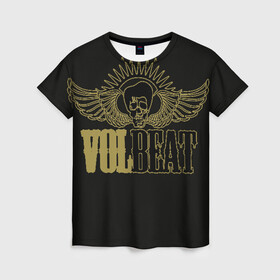 Женская футболка 3D с принтом Volbeat  в Екатеринбурге, 100% полиэфир ( синтетическое хлопкоподобное полотно) | прямой крой, круглый вырез горловины, длина до линии бедер | groove metal | hardcore | psychobilly | volbeat | волбит