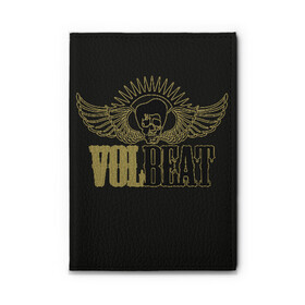 Обложка для автодокументов с принтом Volbeat  в Екатеринбурге, натуральная кожа |  размер 19,9*13 см; внутри 4 больших “конверта” для документов и один маленький отдел — туда идеально встанут права | groove metal | hardcore | psychobilly | volbeat | волбит