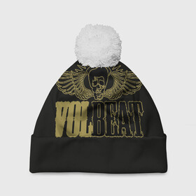 Шапка 3D c помпоном с принтом Volbeat  в Екатеринбурге, 100% полиэстер | универсальный размер, печать по всей поверхности изделия | groove metal | hardcore | psychobilly | volbeat | волбит