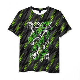 Мужская футболка 3D с принтом Rock And Roll all nite в Екатеринбурге, 100% полиэфир | прямой крой, круглый вырез горловины, длина до линии бедер | metal | rock | rock and roll | roll | абстракция | линии | метал | рок | рок н ролл | рокирол | тяжелая музыка