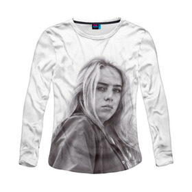 Женский лонгслив 3D с принтом BILLIE EILISH в Екатеринбурге, 100% полиэстер | длинные рукава, круглый вырез горловины, полуприлегающий силуэт | ayelish | bad guy | bellyache | bilie eilish | bilie elish | billie | billie eilish | eilish | electronic | elish | music | били айлиш | билли айлиш | эйлиш | элиш