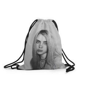 Рюкзак-мешок 3D с принтом BILLIE EILISH в Екатеринбурге, 100% полиэстер | плотность ткани — 200 г/м2, размер — 35 х 45 см; лямки — толстые шнурки, застежка на шнуровке, без карманов и подкладки | ayelish | bad guy | bellyache | bilie eilish | bilie elish | billie | billie eilish | eilish | electronic | elish | music | били айлиш | билли айлиш | эйлиш | элиш