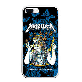 Чехол для iPhone 7Plus/8 Plus матовый с принтом Metallica в Екатеринбурге, Силикон | Область печати: задняя сторона чехла, без боковых панелей | american | bone | butterflies | death | fly | girl | head | james hetfield | kirk hammett | metal band | metallica | music | plate | rock | skull | statue of liberty | американская | бабочки | голова | девушка | держит | кость | кушает | летают | металлик