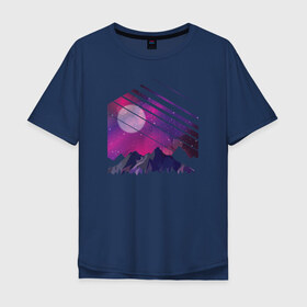 Мужская футболка хлопок Oversize с принтом Горы Галактика в Екатеринбурге, 100% хлопок | свободный крой, круглый ворот, “спинка” длиннее передней части | абстракция | галактика | геометрия | гора | звезды | космос
