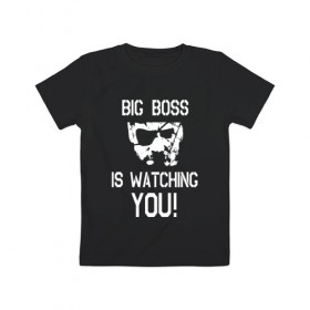 Детская футболка хлопок с принтом Big Boss в Екатеринбурге, 100% хлопок | круглый вырез горловины, полуприлегающий силуэт, длина до линии бедер | hideo kojima | kojima | konami | metal gear | metal gear solid | mgs | биг босс | кодзима | мгс | метал гир | хидэо кодзима