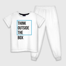 Детская пижама хлопок с принтом Think outside the box в Екатеринбурге, 100% хлопок |  брюки и футболка прямого кроя, без карманов, на брюках мягкая резинка на поясе и по низу штанин
 | 