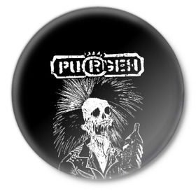 Значок с принтом Purgen в Екатеринбурге,  металл | круглая форма, металлическая застежка в виде булавки | punks | purgen | панки | пурген