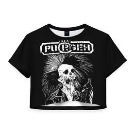 Женская футболка Cropp-top с принтом Purgen в Екатеринбурге, 100% полиэстер | круглая горловина, длина футболки до линии талии, рукава с отворотами | punks | purgen | панки | пурген