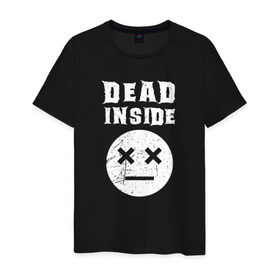Мужская футболка хлопок с принтом Dead inside в Екатеринбурге, 100% хлопок | прямой крой, круглый вырез горловины, длина до линии бедер, слегка спущенное плечо. | dead inside | dont open | гуль | дед инсайт | дединсайт | дэд инсайт | дэдинсайт | интроверт | кен канеки | мертв внутри | мертвый внутри