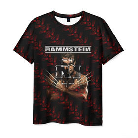 Мужская футболка 3D с принтом Rammstein (Росомаха) в Екатеринбурге, 100% полиэфир | прямой крой, круглый вырез горловины, длина до линии бедер | Тематика изображения на принте: rammstein