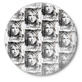 Значок с принтом Kurt Cobain в Екатеринбурге,  металл | круглая форма, металлическая застежка в виде булавки | 